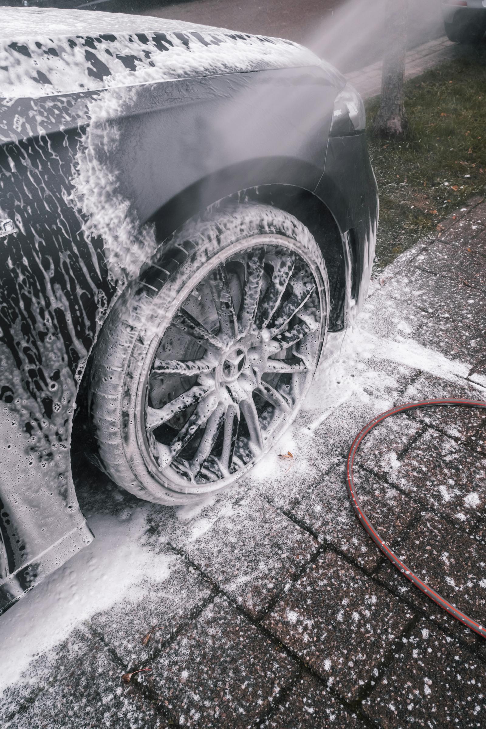 Premium snow foam wash with foam shampoo and pressure wash